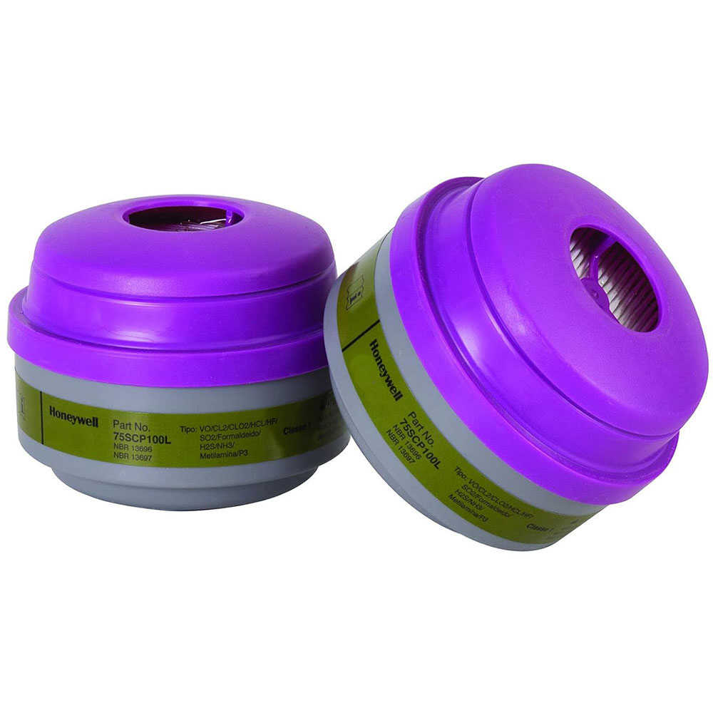 Pair of Honeywell North 75SCP100L multi-gas, vapor and P100 particulate combination cartridges