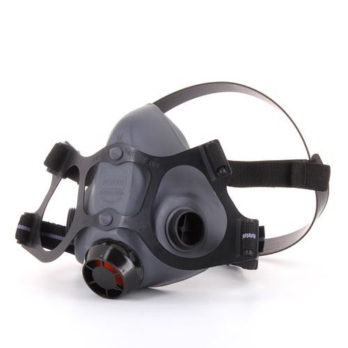 Honeywell North 5500 Series half mask respirator facepiece with head harness, official Honeywell series photo, no filters attached