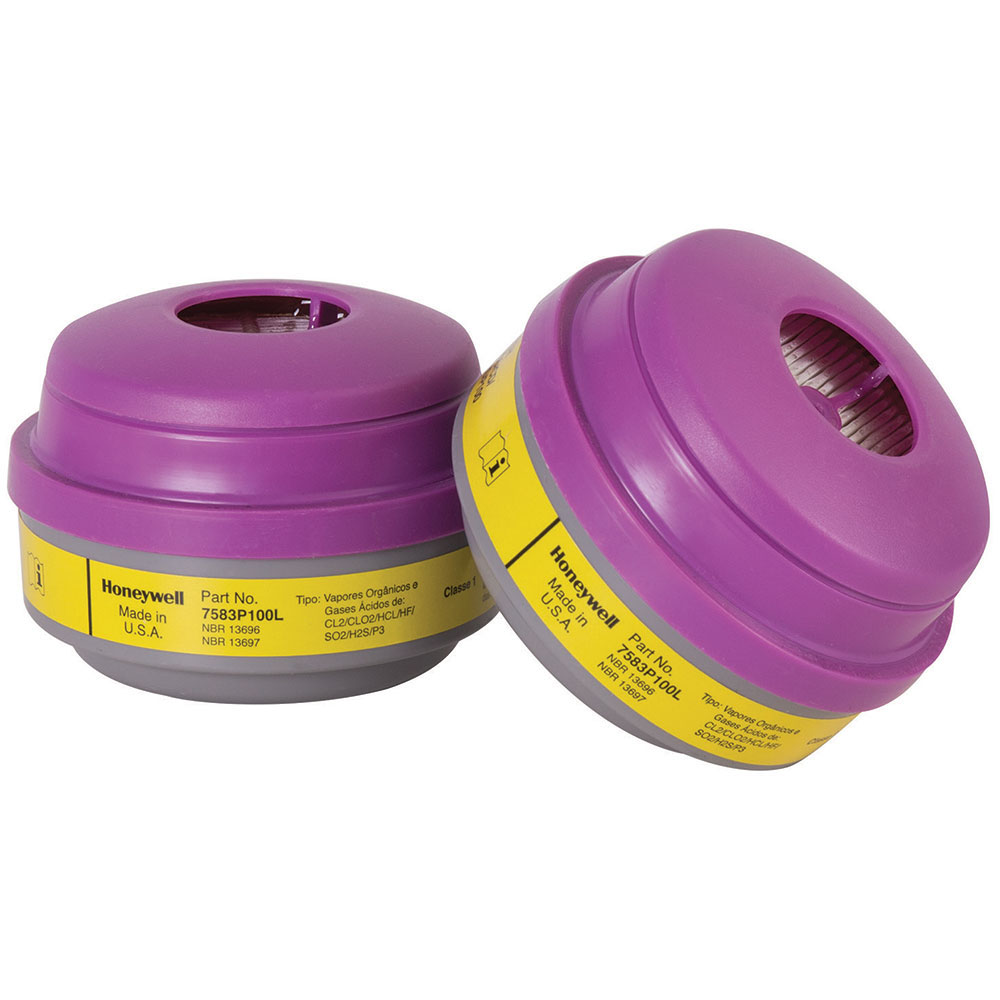 Pair of Honeywell North 7583P100L organic vapor, acid gas and P100 particulate combination cartridges